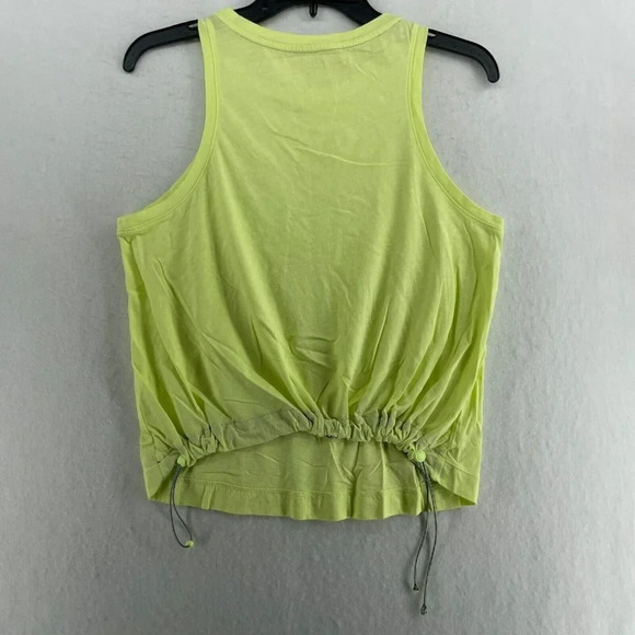 Athleta Tank Top Women's S Neon Green Round Neck Cropped Drawstring Waist Gym - Picture 2 of 11